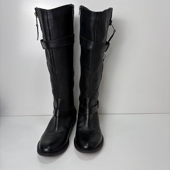 Steve Madden Womens Sonnya Black Leather Boots Buckle Straps Size 9.5 Biker - Picture 2 of 10
